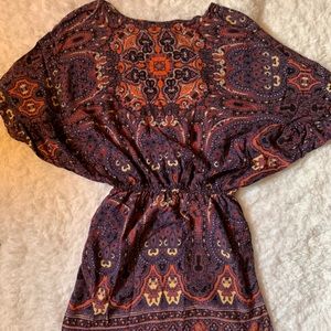 Angie Patterned Short Sleeve Dress Multi Colored